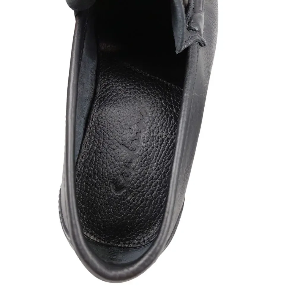Sandrino Enrico Horsebit Loafer Black Pebble Leather Men’s Size 7 US